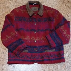 Woolrich Women's Vintage Red Floral Fully Lined Wool Blend Jacket Size XL